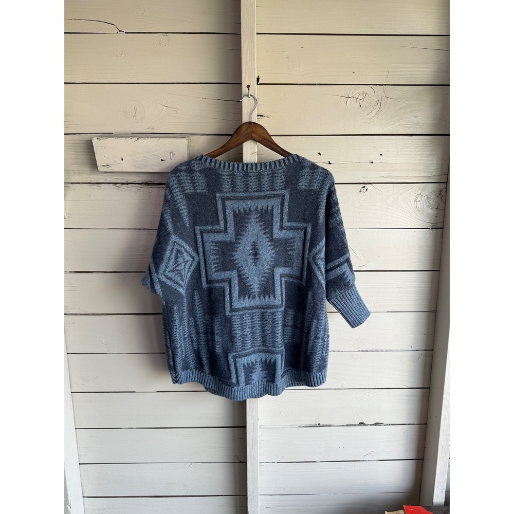 Pendleton Womens Southwestern Geometric Wool Blend Sweater Blue Grey S-M - Picture 5 of 5